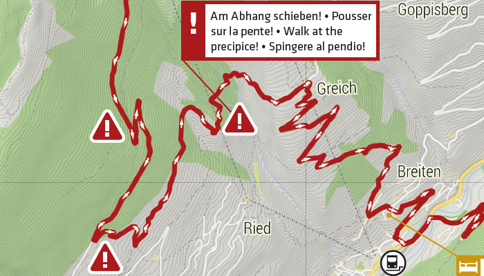 Obacht auf dem Stoneman Glaciara zwischen Riederalp und Mörel