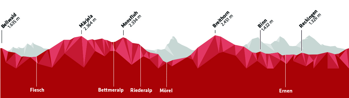 Stoneman Glaciara Höhenprofil Mountainbike (Wallis Goms/Schweiz)